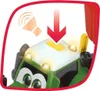 Close-up of a toy tractor's cabin, highlighting lights and a button. Produktbild-Vorschau