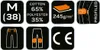 A collage of icons and text detailing product features and specifications. Anteprima dell’immagine prodotto