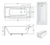 A collage of technical drawings and photographs of a bathtub. Náhled obrázku produktu