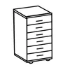 A line drawing of a chest of drawers. Produktbild-Vorschau