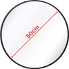 A round mirror with a black metal rim is shown against a white background. A red line indicates the diameter, with text showing '50cm'. Náhled obrázku produktu