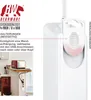 A close-up of a white power strip with a hanging mechanism, alongside a smaller inset image showing the power strip in use in a kitchen setting. Náhled obrázku produktu