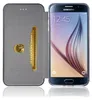 A Samsung Galaxy S6 phone in a black flip case with a card slot, displayed open. Produktbild-Vorschau
