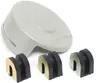 A light gray cover and three black and gold U-shaped rubber and metal parts are arranged on a white background. Náhled obrázku produktu