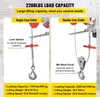 A split image showing two configurations of a lifting hoist: single-line cable and double-line cable, with feature callouts and specifications. Náhľad obrázku produktu