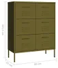 vidaXL Zásuvková skříňka olivově zelená 80x35x101,5 cm Náhled obrázku produktu 7