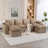 4-osobowa sofa modułowa w kolorze khaki z 2 pufami, narożna Podgląd zdjęcia produktu 12