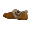 A single brown slipper with faux fur trim is shown from the side against a white background. Produktbild-Vorschau