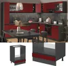 Herdumbauschrank Vicco R-Line Rot 60 cm  J-Shape, AP Eiche, Produktbild-Vorschau 4