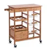 A wooden kitchen cart with drawers, shelves, and baskets, shown against a white background. Podgląd zdjęcia produktu