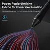 A stylus pen drawing colorful lines on a dark surface, with marketing text about the pen's features. Anteprima dell’immagine prodotto