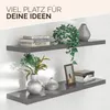 Two gray floating shelves mounted on a white wall, decorated with books, plants, and vases. Anteprima dell’immagine prodotto