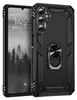 A black rugged phone case with a ring holder is shown next to a Samsung Galaxy A25 5G phone. Produktbild-Vorschau
