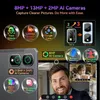 Marketing image showcasing the camera features of a tablet, with a man taking a selfie and a split screen showing a video call. Produktbild-Vorschau