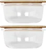 Two glass storage containers with bamboo lids are stacked on a white background. Produktbild-Vorschau