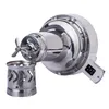 A shiny, metallic appliance with a propeller-like attachment and a perforated cup. Produktbild-Vorschau