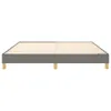A flat lay product shot of a gray bed frame with wooden legs and slats, presented on a white background. Voir les images du produit
