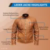 German Wear Herren Lammnappa-Lederjacke in Antikbraun. Weiches & bequemes Echtleder mit Reißverschluss, Druckknöpfen am Kragen, mehreren Reißverschlusstaschen und elegantem Antikmuster. Stilvolles Design für den Alltag. Produktbild-Vorschau