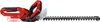 A red and black cordless hedge trimmer is shown against a white background. Produktbild-Vorschau