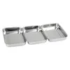 Three stainless steel trays are arranged side-by-side against a white background. Anteprima dell’immagine prodotto