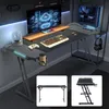 UISEBRT Gaming Tisch 120 x 60cm LED Gaming Schreibtisch Produktbild-Vorschau 1