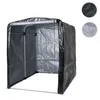 A black tarp shelter with a metal frame, shown from the front with the opening facing the viewer. Podgląd zdjęcia produktu