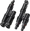 Two black Y-split connectors for solar panels. Produktbild-Vorschau