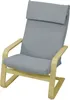 A gray upholstered chair with a light brown wooden frame, shown against a white background. Anteprima dell’immagine prodotto