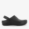 A black clog shoe is shown from the side against a white background. Produktbild-Vorschau