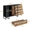 Sideboard 160x40x95cm Schwarz Vintage-Holzoptik, Vitrine Produktbild-Vorschau 6