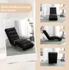 Collage showing different angles of a black chaise lounge chair in a room. Náhled obrázku produktu