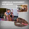 ALTEZAR Buntes Hundehalsband aus Leder Doppel-Tribal Produktbild-Vorschau 5