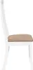 Side view of a white dining chair with a tan seat cushion. Náhled obrázku produktu