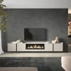 TV-Möbel Holzeffekt beige 315x35x50cm Kamin mit Feuereffekt Produktbild-Vorschau 2