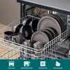 A dishwasher rack filled with plates, bowls, and mugs. Produktbild-Vorschau