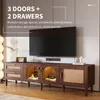 MODFU Meuble TV 180 cm avec éclairage LED, 2 tiroirs en Voir les images du produit 5