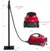 A diagram showing a red and black steam cleaner with dimensions and specifications. Produktbild-Vorschau