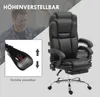 A man is shown celebrating next to an office chair. A close-up of the chair's height adjustment lever is also displayed. Produktbild-Vorschau