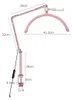 A diagram showing the dimensions of a pink LED desk lamp with a C-clamp mount. Náhľad obrázku produktu