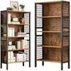 Two industrial-style wooden bookshelves are displayed side-by-side against a white background. Anteprima dell’immagine prodotto