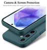 A close-up view of a teal phone case, showcasing its camera and screen protection features. Produktbild-Vorschau