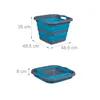 A collapsible laundry basket shown in both its expanded and collapsed states, with dimensions indicated. Náhľad obrázku produktu