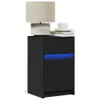 vidaXL Comodino con luci LED in legno nero Anteprima dell’immagine prodotto 1