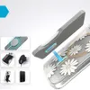 A close-up of a phone case with a daisy pattern, showing how it magnetically attaches to a charging accessory. Podgląd zdjęcia produktu