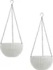Blumenampel 2er Set Rattanoptik Weiß Produktbild-Vorschau 1