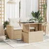 vidaXL Tavolo da giardino con piano in vetro Beige Anteprima dell’immagine prodotto 3