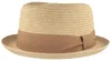 Pork Pie Bortenhut aus 100% Papierstroh mit breitem Ripsband von Hut-Breiter in beige