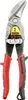 A pair of red and black handled tin snips, also known as aviation snips, is shown against a white background. Voir les images du produit