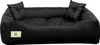 A black dog bed with two pillows on a white background. Produktbild-Vorschau