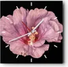 Wanduhr - Quadrat - Glasuhr - Hibiskus Blume Rosa - 40x40cm Produktbild-Vorschau 1